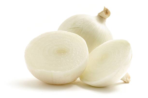 White onion and two halves stock photo