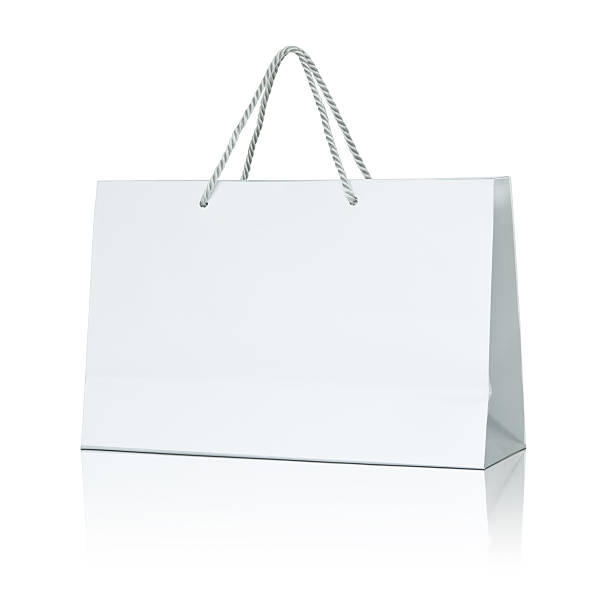 ホワイトペーパーのショッピングバッグ - 紙袋　白 ストックフォトと画像