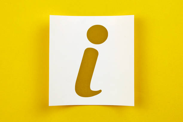 White Paper With Info Symbol On Yellow Background  information sign stock pictures, royalty-free photos & images