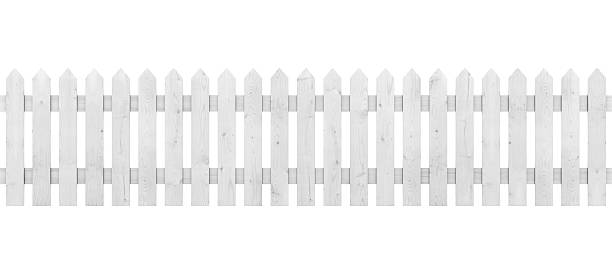 White Picket Fence Picket Fence Isolated on White. fence stock pictures, royalty-free photos & images