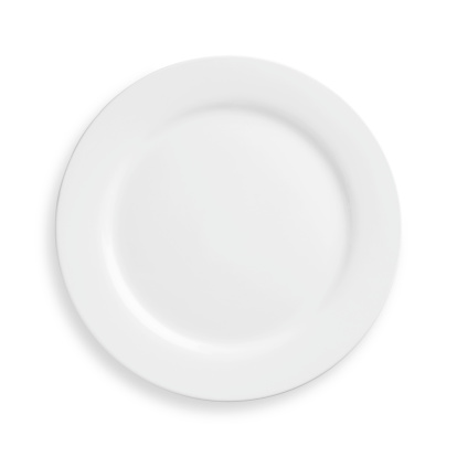 Empty dinner plate isolated on white with clipping path