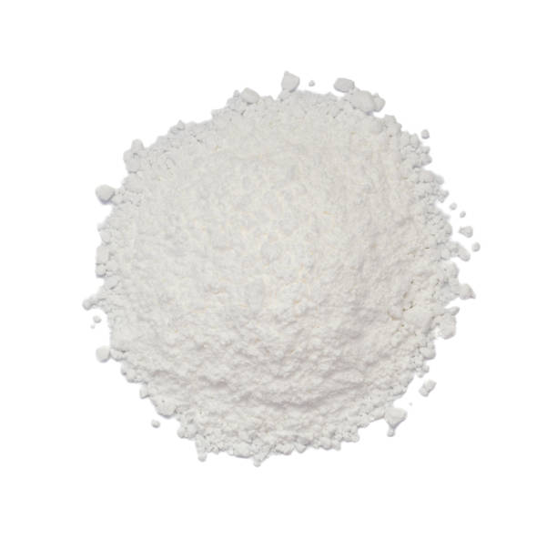 White Powder of Concrete, Clay or Bentonite Isolated on White Background Top View stock photo
