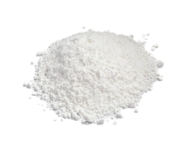 White Powder of Gypsum, Clay or Diatomite Isolated on Grey Background White Powder of Gypsum, Clay or Diatomite Isolated on White Background. Macro Photo of Powdered Chemicals as Calcium, Gypsum or Plaster Close Up glucosamine stock pictures, royalty-free photos & images