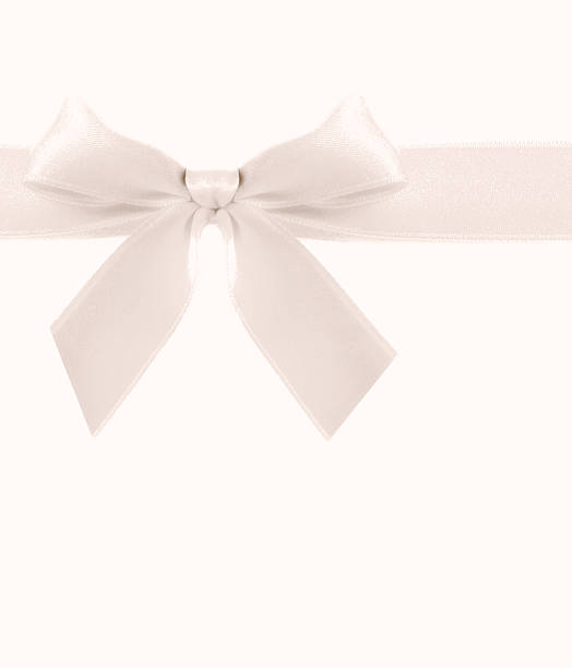 White ribbon, white background stock photo