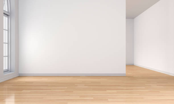 white room interior , 3D rendering white room interior and wooden floor, 3D rendering hardwood floor stock pictures, royalty-free photos & images
