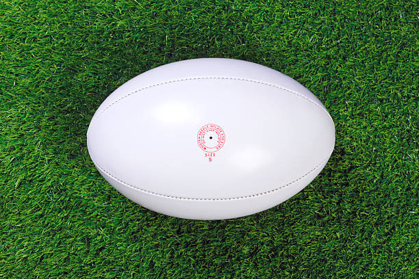 ballon de rugby sur de l'herbe - ballon de rugby photos et images de collection