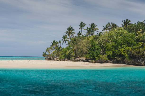 White sand beaches in the kingdom of Tonga stock photo