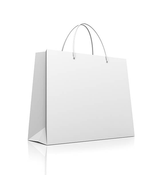 白のショッピングバッグ - 紙袋　白 ストックフォトと画像