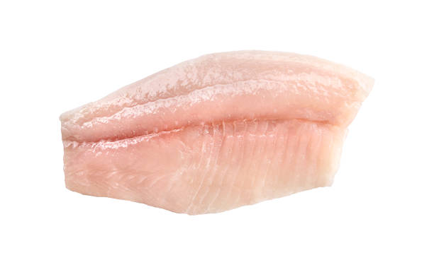 white small fish fillet Half carcass of white small fish fillet isolated on white background white perch fish stock pictures, royalty-free photos & images