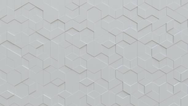 White tiles triangular background White abstract background with techie hexagon and triangle shaped tiles, technology concept, 3D rendering, 3d illustration technology background white stock pictures, royalty-free photos & images