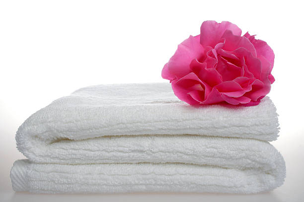 white towel aromatherapy stock photo