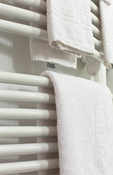 white towels stock photo