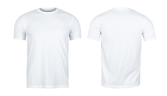 White Tshirts Mockup Front And Back Used As Design Template Stock Photo ...