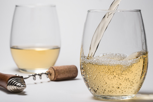 White Wine in Stemless Glasses