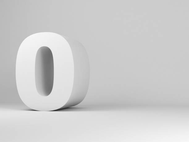 White zero digit installation in an empty studio room, 3d White zero digit installation in an empty studio room, 3d rendering illustration zero stock pictures, royalty-free photos & images