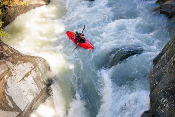 Whitewater kayaking stock photo