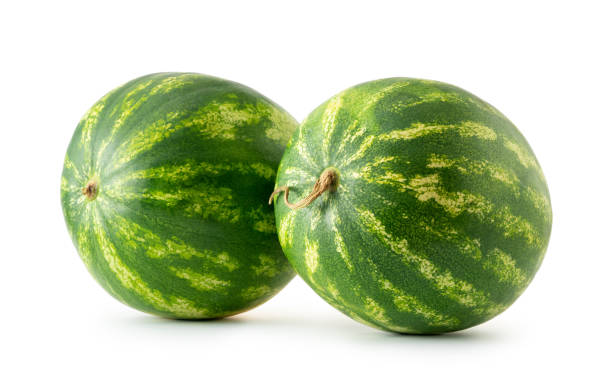 Whole watermelon isolated on white background stock photo