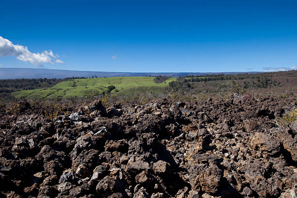 Wide Angle View of a Lava Field stock photo