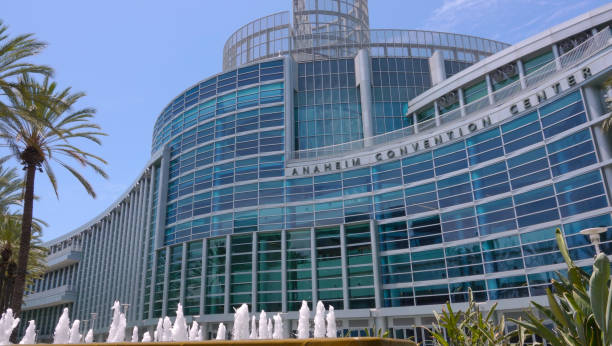 Wide shot of the Anaheim Convention Center in Anaheim, CA / USA stock photo