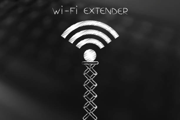 wi-fi extender, connection symbol on spring stock photo