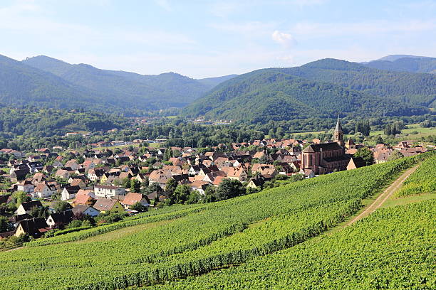 Wihr-au-Val, village of Alsace The wine village of Wihr-au-Val in the Munster valley munster france stock pictures, royalty-free photos & images