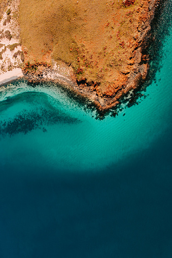 Aerial image of the stunning and wild coastline of Western Australia