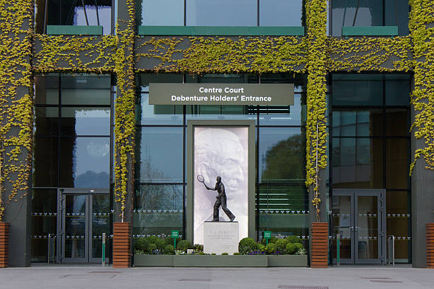 wimbledon korcie-ochroną posiadacza wejście - wimbledon tennis zdjęcia i obrazy z banku zdjęć