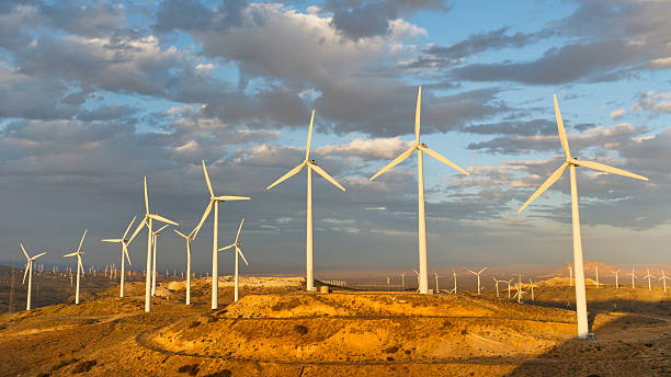 Wind Farm at Tehachapi Pass, California, USA stock photo