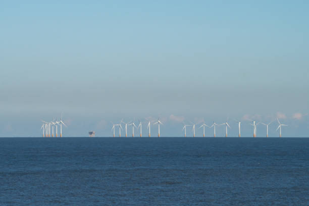 Wind farm off the Kentish coast, UK stock photo