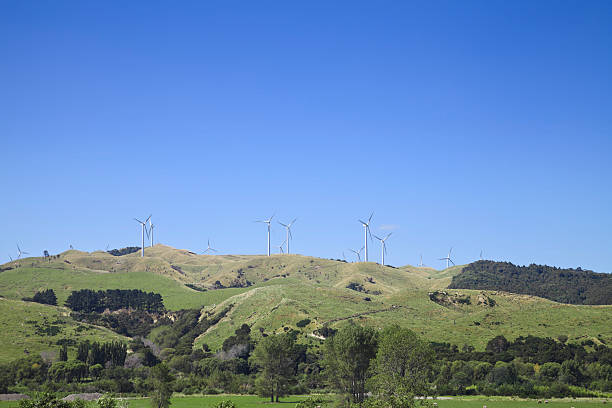 Wind farm The Te Apiti wind farm in Palmerston North New Zealand vertical axis wind turbine stock pictures, royalty-free photos & images