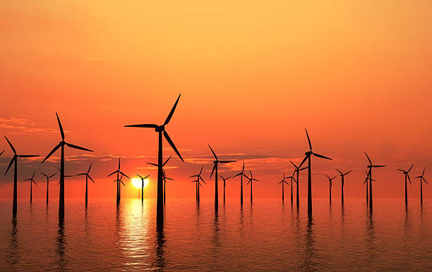 wind farm - wind turbine sunset bildbanksfoton och bilder