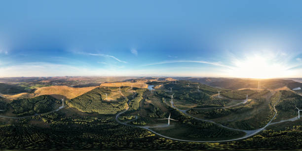 Wind Farm Turbines stock photo