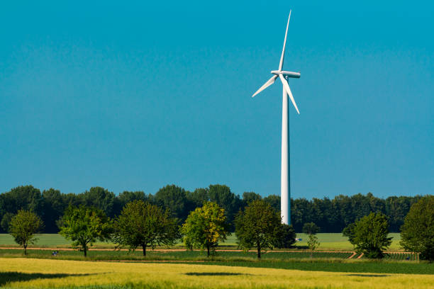 Wind power plant, energy systems, renewable energy stock photo