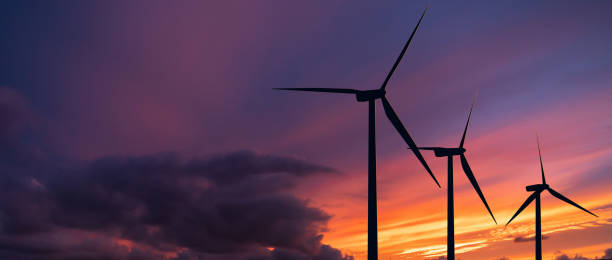 vindkraftverk - wind turbine sunset bildbanksfoton och bilder