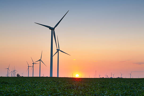 wind turbines - wind turbine sunset bildbanksfoton och bilder