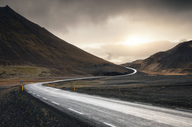 Winding Road In Iceland stock photo