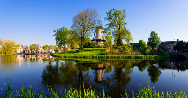 Windmill in Alkmaar, Netherlands stock photo