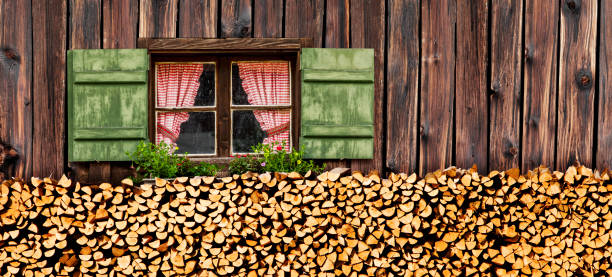 Window in Alpine cottage Window in Alpine cottage alpine climate stock pictures, royalty-free photos & images