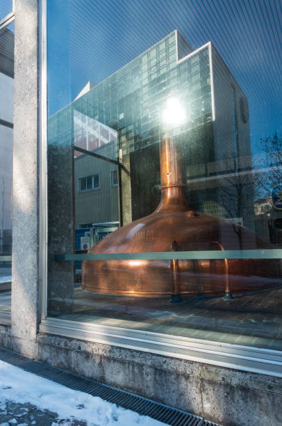 Window of the Loewenbraeu Brewery stock photo