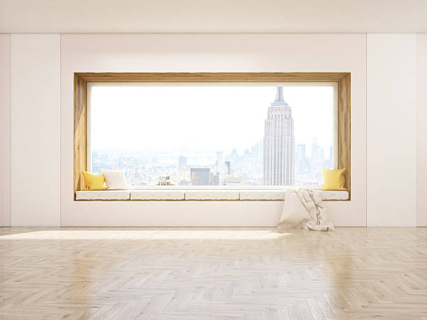 banco janela de nova iorque - window, inside apartment, new york imagens e fotografias de stock