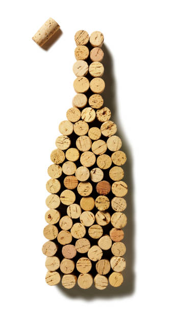 Wine Bottle Corks Wine bottle made up from corks.  Isolated on white.You may also like these: cork stopper stock pictures, royalty-free photos & images