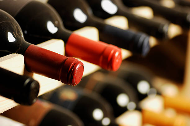Wine bottles stock photo