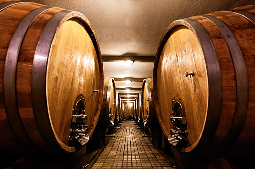 Wine basement with barrels
