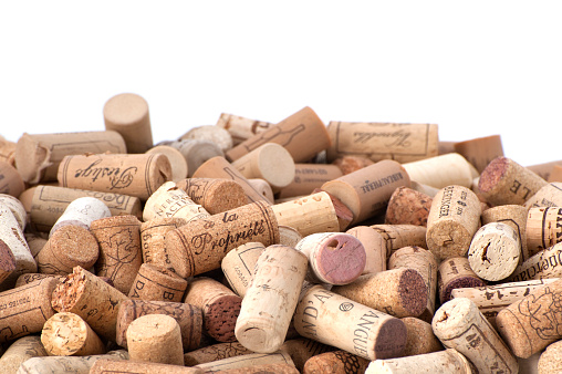 Wine corks. Photographing with studio light on a white background.