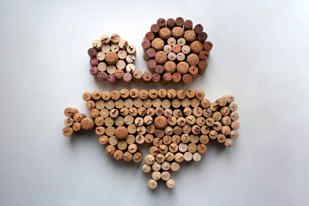 Wine corks video camera composition on white background from above Wine corks video camera composition isolated on white background from a high angle view cork stopper stock pictures, royalty-free photos & images