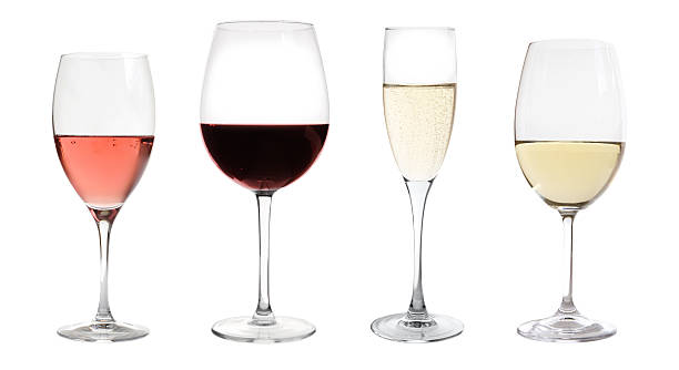 wines collection wines collection isolated on white wineglass stock pictures, royalty-free photos & images