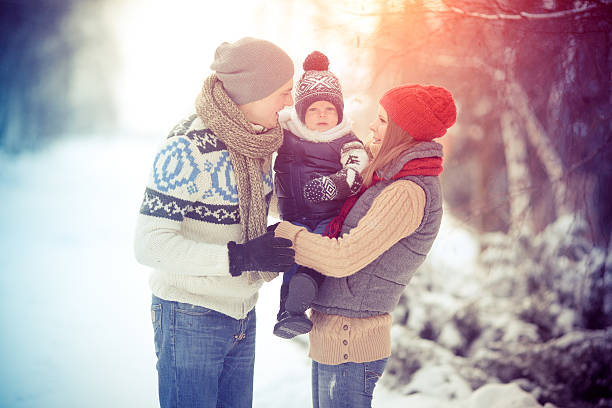 Winter family stock photo