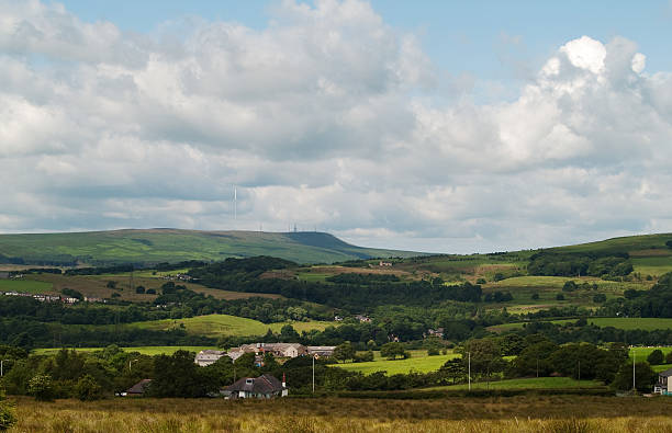 Winter Hill and Smithills Moor panorama stock photo