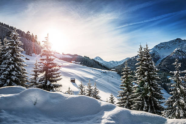 Winter in the Alps Winter landscape in the Alps lechtal alps stock pictures, royalty-free photos & images