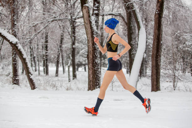 Petite woman naked jogging